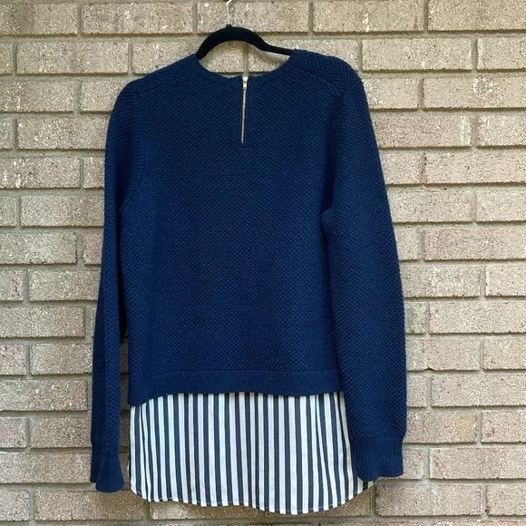 J. CREW Silk Layered Blue Wool Zip Back Sweater Size XL - Picture 9 of 9
